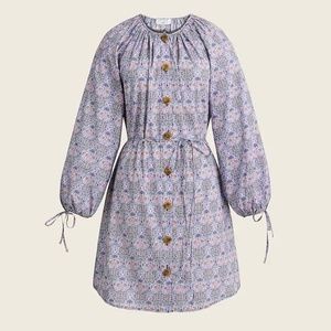 Jcrew - Tie-sleeve button-front organic cotton dress in Liberty® Club Nouveau fl
